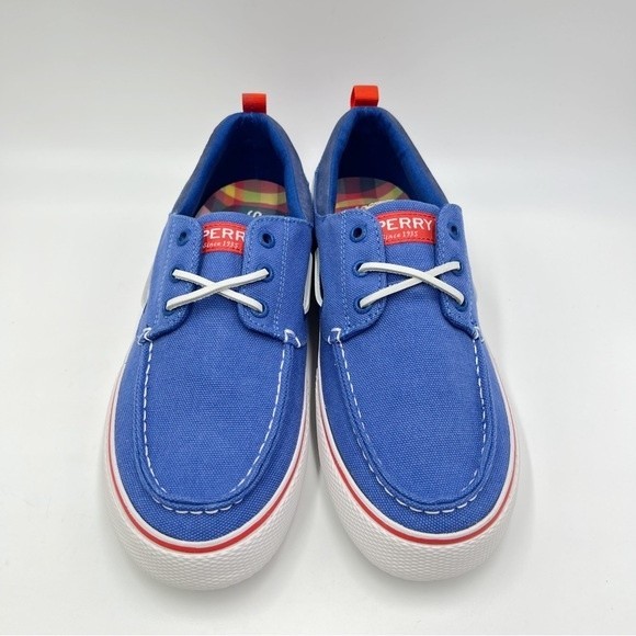 NEW Sperry Mens Size 8.5‎ STS23303 Bahama 3 Eye Blue Canvas Slip On Boat Shoes